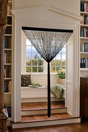 YIIBAII Beaded Curtains for Doorways - 39x110 Black