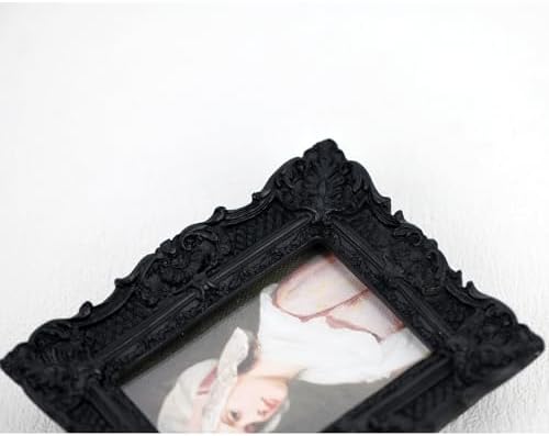 LuHeToz 2x3 Inch Ornate Resin Photo Frame with Easel - Black