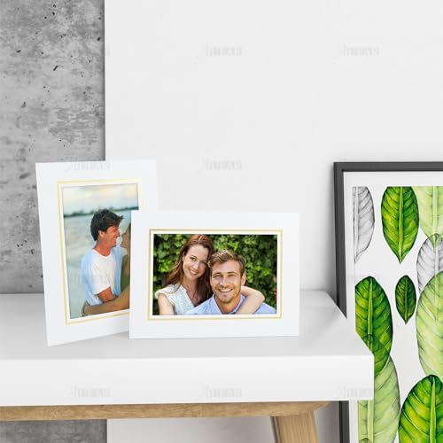 AUEAR 10 Pack 4x6 Photo Frames with Gold Lining and Stand