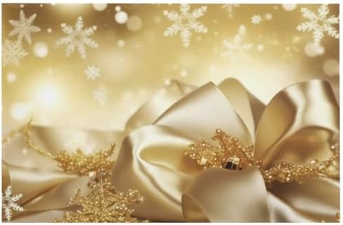 Gold Silk Christmas Area Rug Soft Velvet Non-Slip