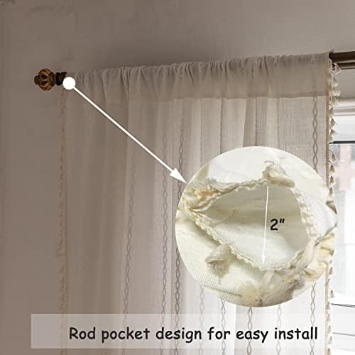 BCLBUSTE Boho Curtains 2 Panels 52x96 Inch Linen Drapes