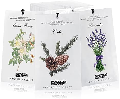 MYARO 12 Pack Scented Sachets 3 Scents - Cedar Wood Ocean Lavender