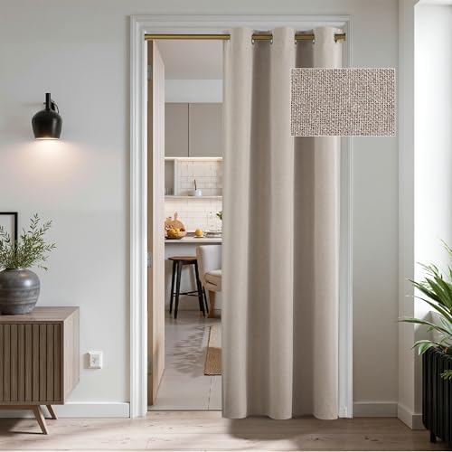RYB HOME Blackout Door Curtain Panel 42x80 Linen Thermal Insulated