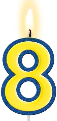 MTLEE Cartoon Yellow Blue Birthday Candles with Numbers