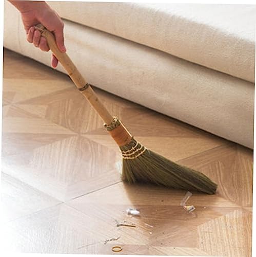 Natural Whisk Broom with Wood Handle for Indoor Cleaning
