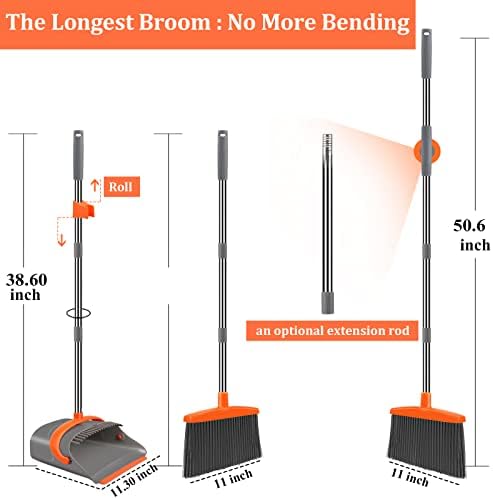 Ivandar Broom and Dustpan Combo Set Orange Green