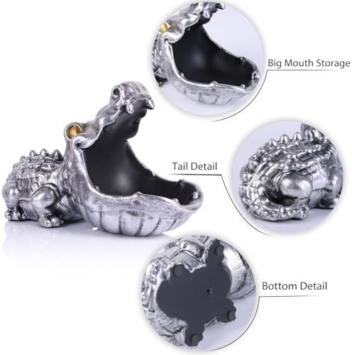 Alligator Statue Key Bowl - Silver
