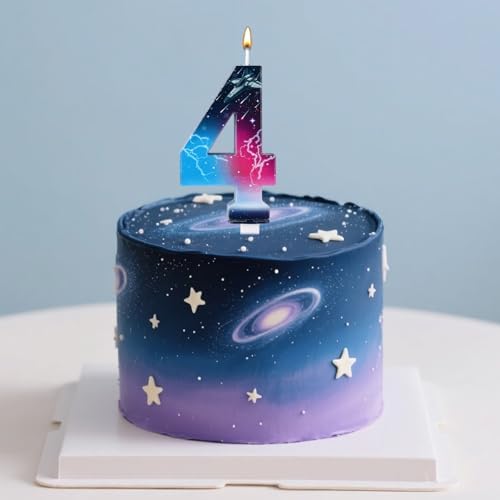 SAVITA Star Number 4 Birthday Candle with Universe Design 1