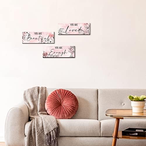 Yookeer 3 Pcs Floral Wooden Wall Art Inspirational Quotes
