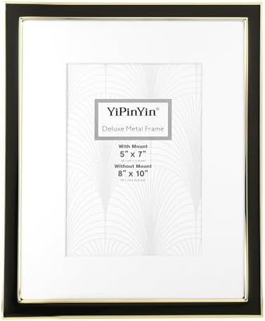YiPinYin 8x10 Gold Metal Frame with Black Enamel Mount Set of 2