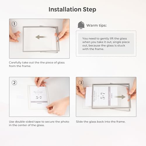 Venusmiles Floating Frame with Double Glass and Easel Stand