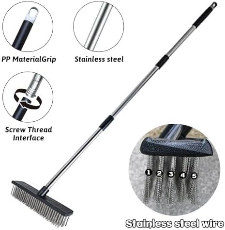 HRADHOL Heavy Duty Push Broom with Stainless Steel Bristles