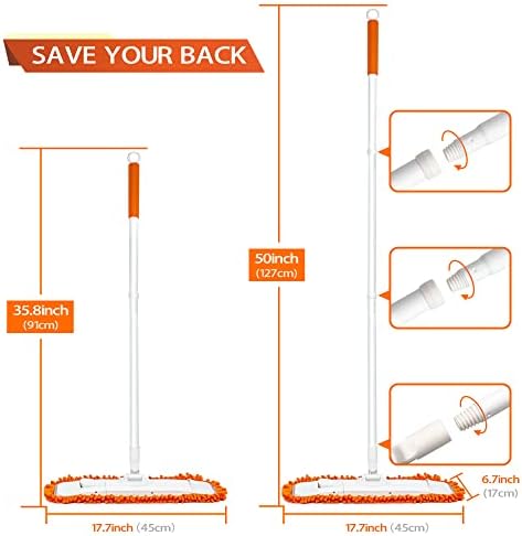 JEHONN Push Broom with Dust Pan and Mop for Floor Cleaning