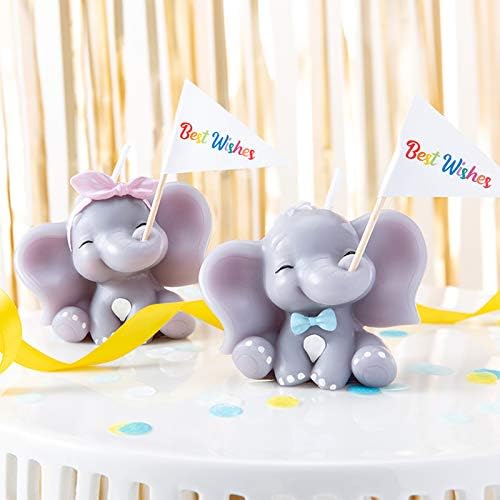 FLYPARTY Elephant Birthday Candles with Flag Decor