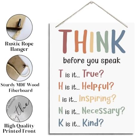 Think Before You Speak Wood Plaque Sign