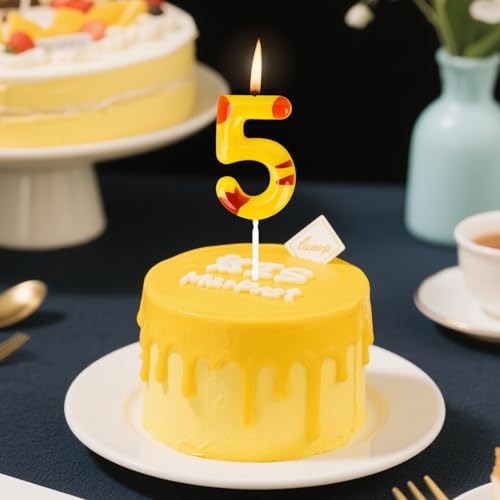 Candsun Cartoon Yellow Birthday Candles Number 5 1