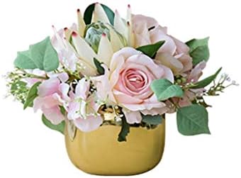 Artificial Flowers with Eucalyptus Berries Silk Rose Bouquet