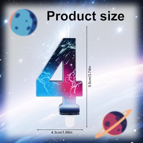 SAVITA Star Number 4 Birthday Candle with Universe Design 1