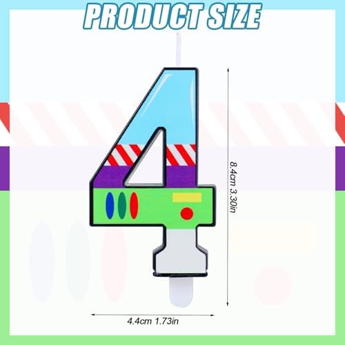 Toy Themed Birthday Number 4 Candle with Astronaut Robot Design