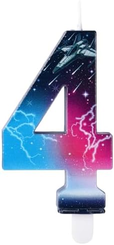 SAVITA Star Number 4 Birthday Candle with Universe Design 1