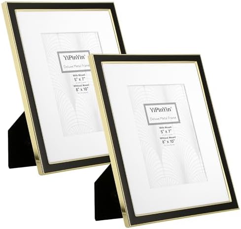 YiPinYin 8x10 Gold Metal Frame with Black Enamel Mount Set of 2