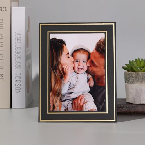 5x7 Inch Cardboard Picture Frames with Easel 25 Count Black Gold