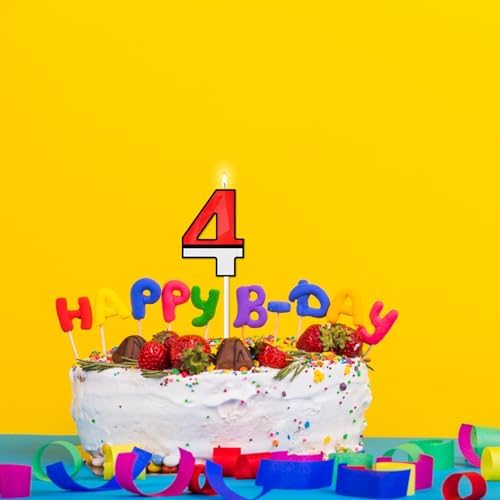 ZelZeluna Large 3D Number 4 Birthday Candles