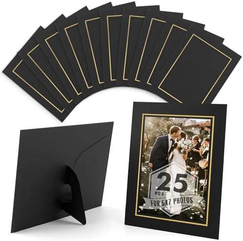 Mat Board Center 25-Pack 5x7 Black Gold Frames