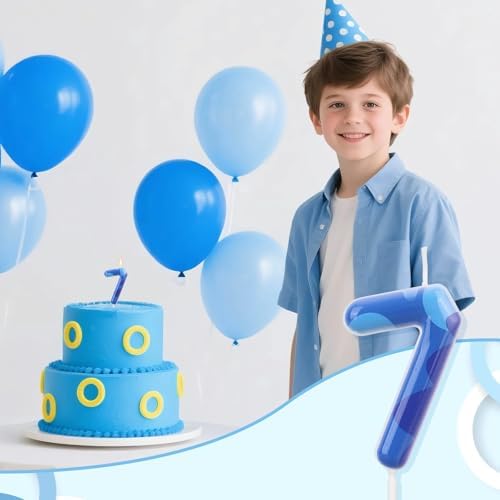 SAVITA Blue Anime Space Themed Number Candle 7