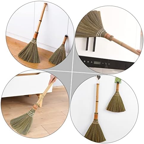 Natural Whisk Broom with Wood Handle for Indoor Cleaning