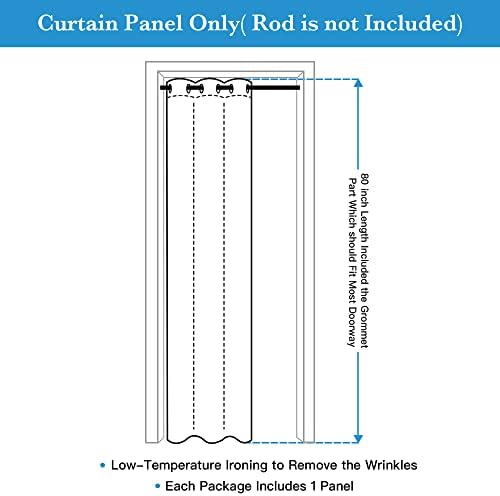 RYB HOME Doorway Curtain Panel 42x80 Inches Grey