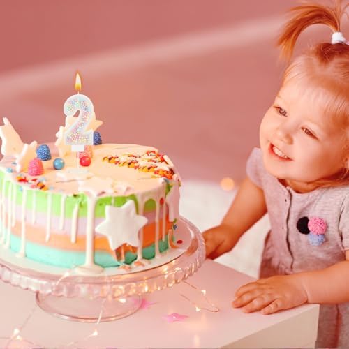 MTLEE Number 2 Birthday Candle with Macaron Glitter 1