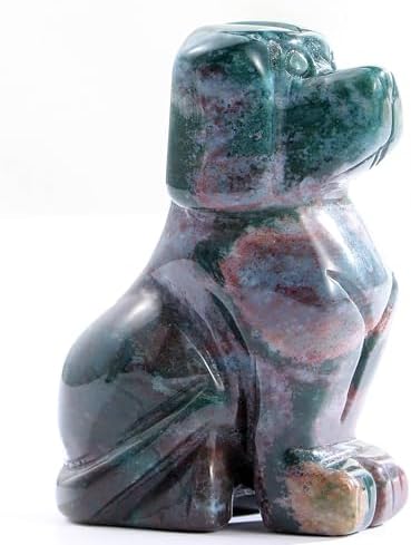 SMQ Ocean Jasper Crystal Dog Statue 2 Healing Figurine