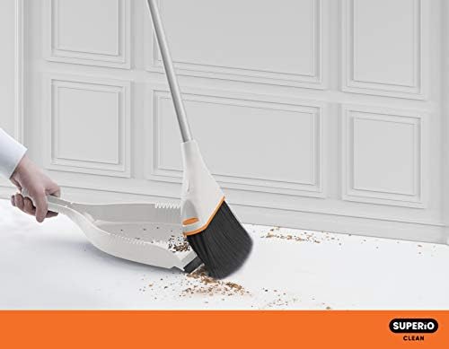 Superio Angle Broom with Clip-On Dustpan Set Soft Gray