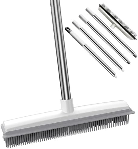 QLEANZY Rubber Broom with Squeegee and Pet Hair Removal