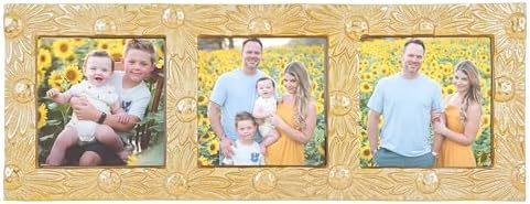 AHC Home Living 3-Openings Sunflower Picture Frame with Easel and Hook