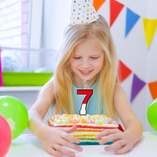 XIHIRCD Cartoon Red White Number 7 Birthday Candle