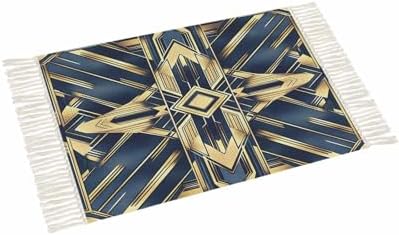SEVENBABU 4x6 Blue Golden Geometric Area Rug