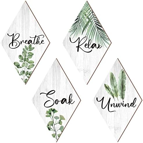 Jetec 4 Pcs Rustic Wooden Decor Signs