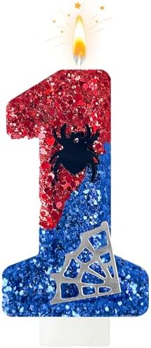 WQINX Spider Web Birthday Candles Red Blue with Silver