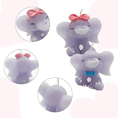 2PCS Cute Elephant Candles Handmade Birthday Anniversary Decor