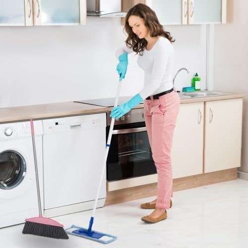Luxshiny Pink Angle Broom for Indoor Cleaning