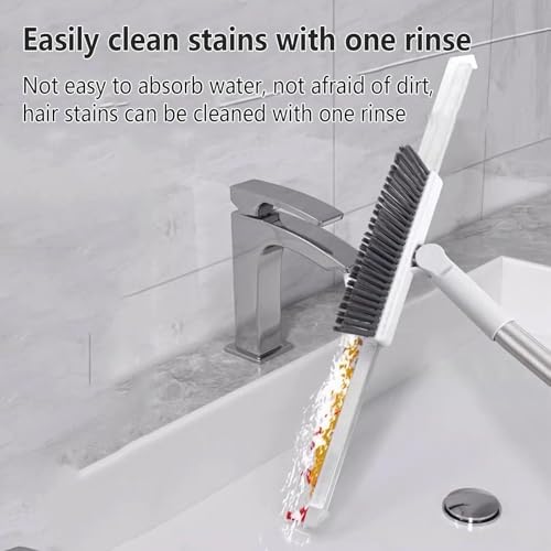 Silicone Broom with Brush and Scraper 49 Adjustable Handle Push Broom