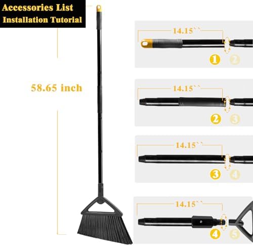 UPDNATRUE Heavy Duty Angle Broom for Indoor and Outdoor Use