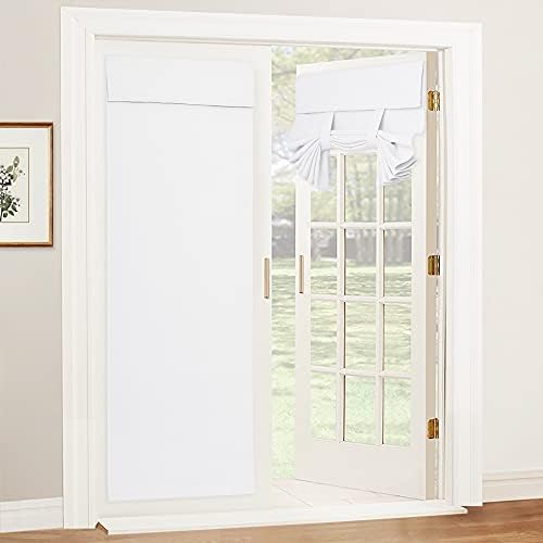 RYB HOME Privacy French Door Curtains - Pure White 26x69 2 Pcs