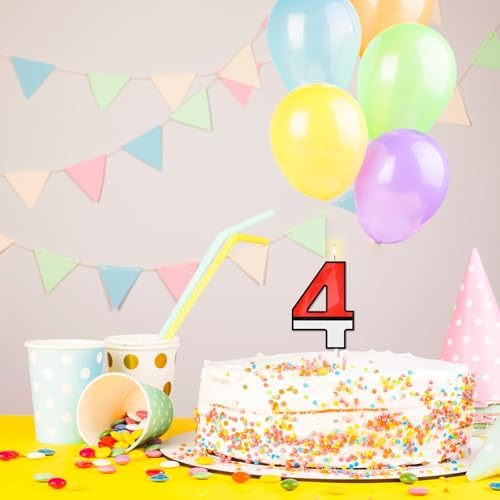 ZelZeluna Large 3D Number 4 Birthday Candles