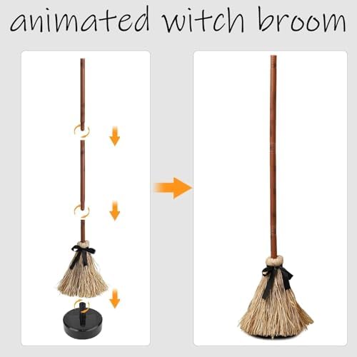 Animated Halloween Broom with LED Lights