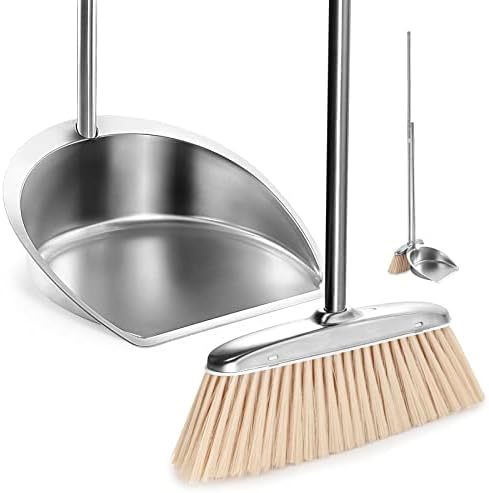 SUTINE Heavy Duty Broom and Dustpan Set with Long Handle