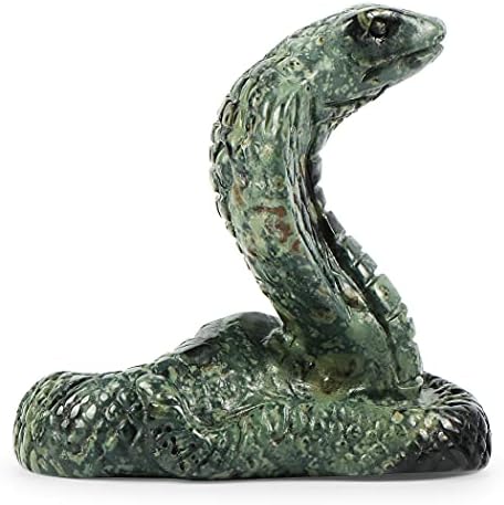 SMQ Crystal Snake Statue 2 Inch Natural Kambaba Jasper Decor