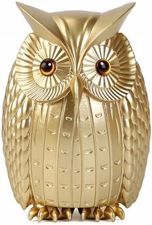 Gold Owl Statue for Home Decor and Gift